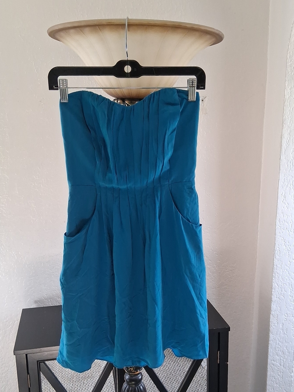 Rebecca Taylor Teal Strapless A-Line Dress